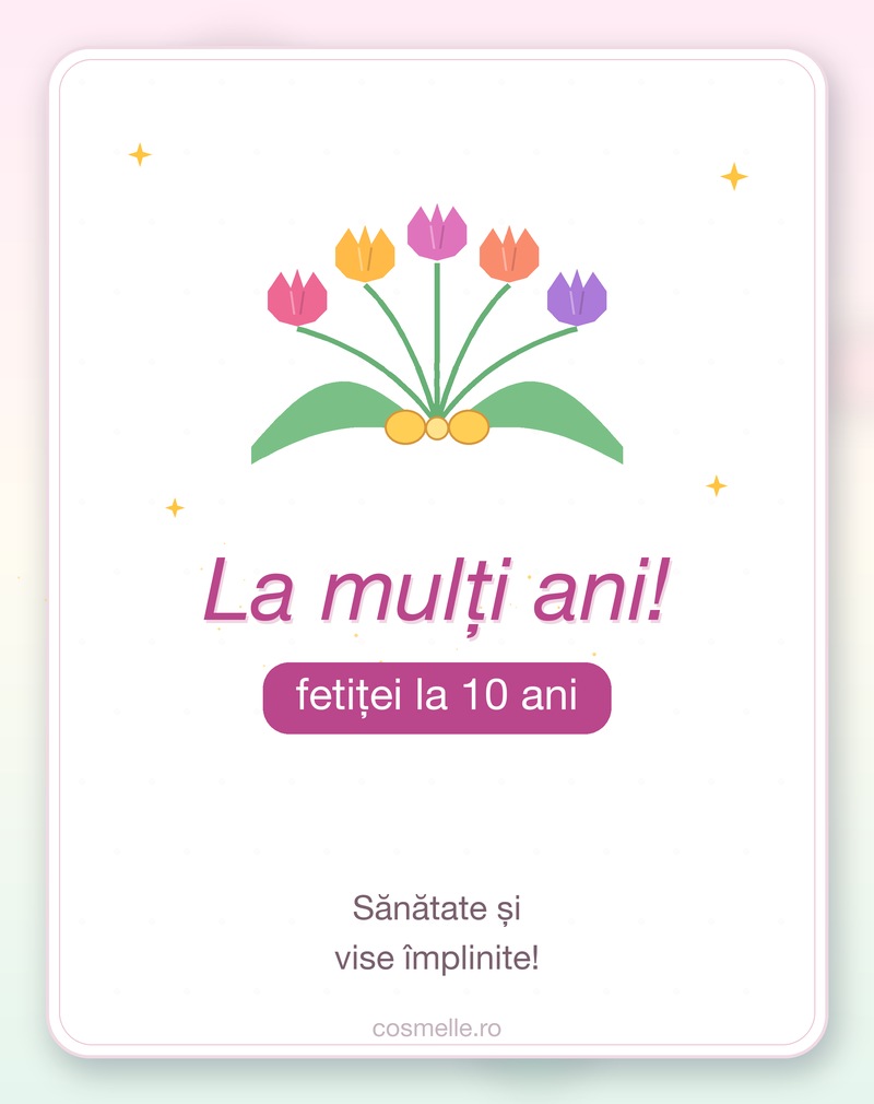 Urări pentru fetiță la 10 ani