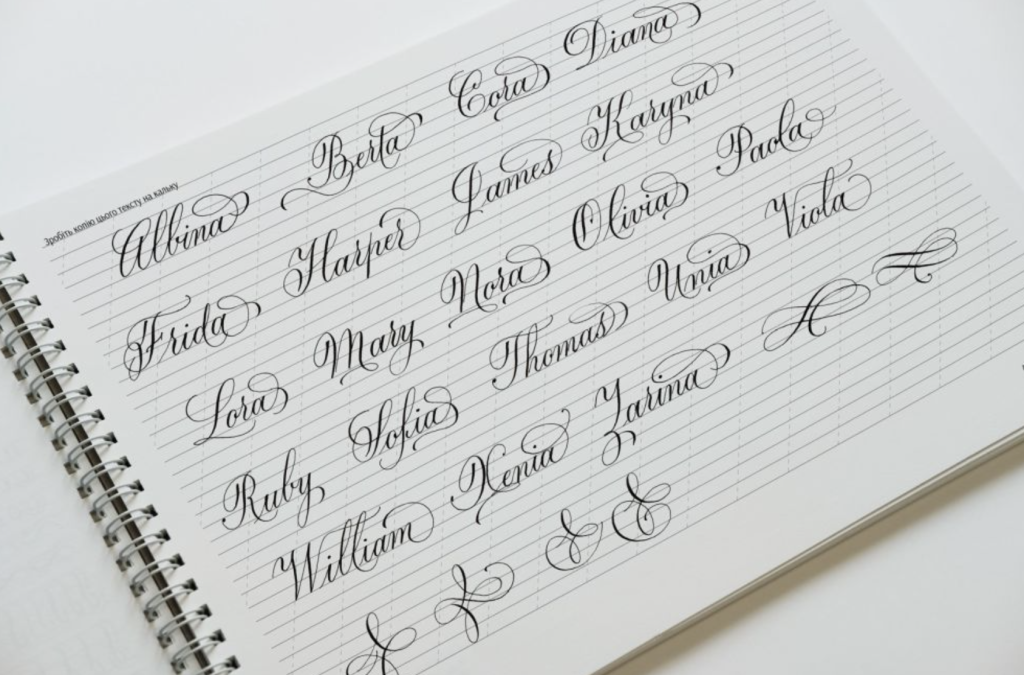 Изображение: Набор каллиграфических инструментов: косой держатель для пера, бутылочка чернил и несколько разных металлических перьев, аккуратно расположенные.