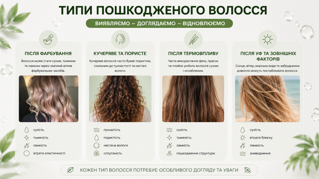Типи пошкодженого волосся -  після фарбування кучеряве тонке
