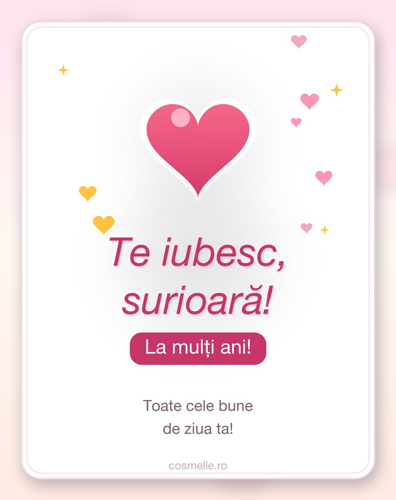 Te iubesc, surioară — felicitare de zi de naștere